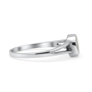 Oval Oxidized Statement Fashion Petite Dainty Thumb Ring Lab Created White Opal 925 Sterling Silver